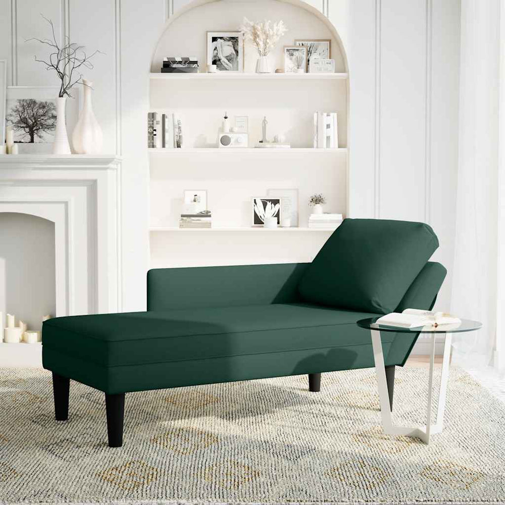 Dunkelgrüne Samt Chaiselongue mit Kissen