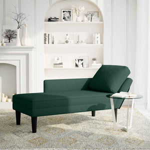 Dunkelgrüne Samt Chaiselongue mit Kissen