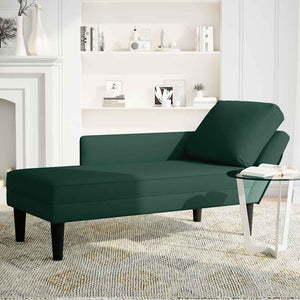 Dunkelgrüne Samt Chaiselongue mit Kissen
