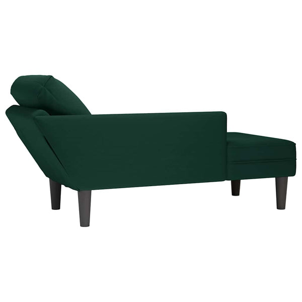 Dunkelgrüne Samt Chaiselongue mit Kissen