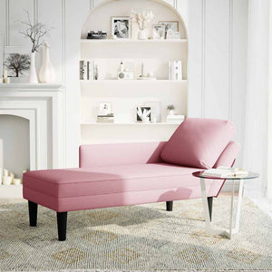 Rosa Samt Chaiselongue mit Kissen