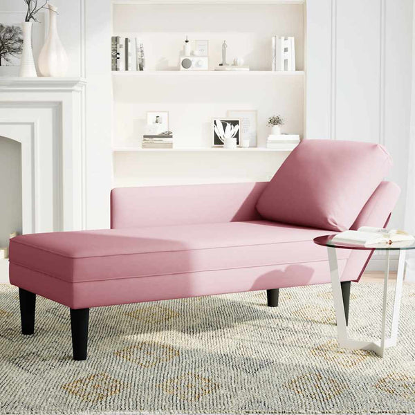 Rosa Samt Chaiselongue mit Kissen