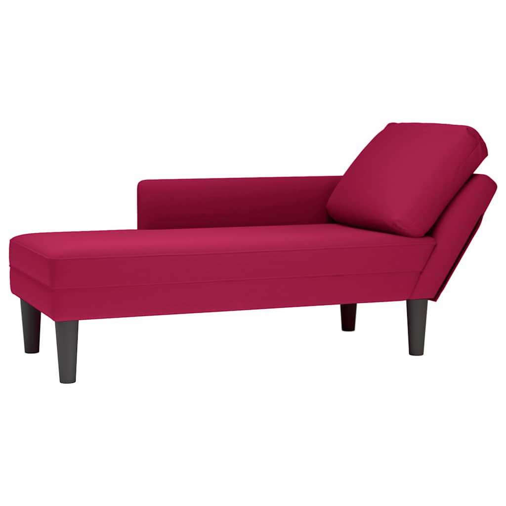 Weinrote Samt Chaiselongue mit Kissen