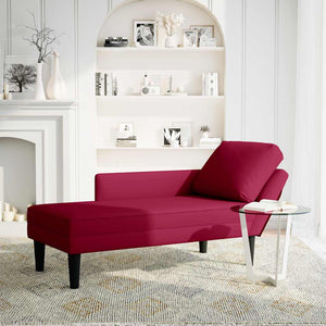 Weinrote Samt Chaiselongue mit Kissen