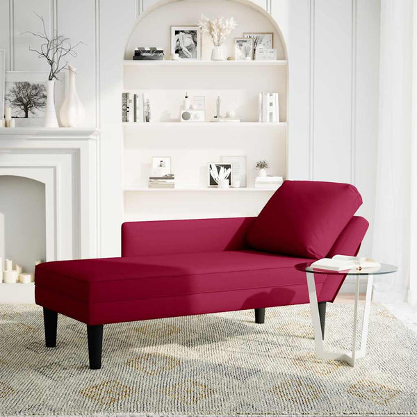 Weinrote Samt Chaiselongue mit Kissen