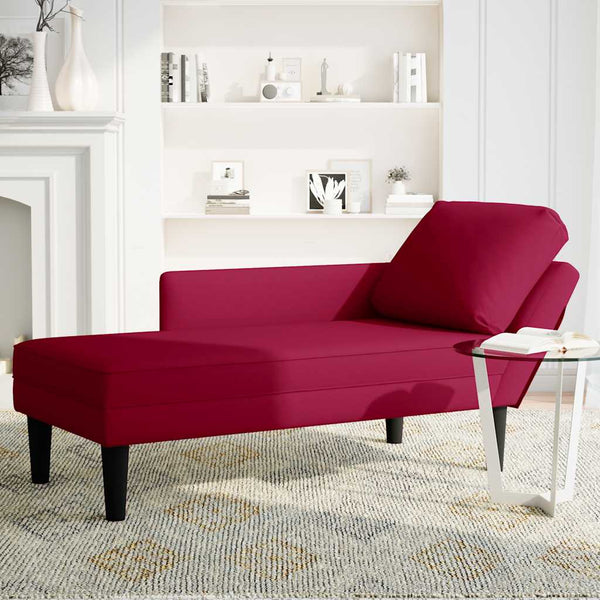 Weinrote Samt Chaiselongue mit Kissen