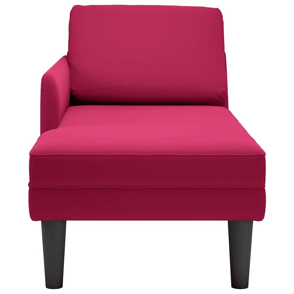 Weinrote Samt Chaiselongue mit Kissen