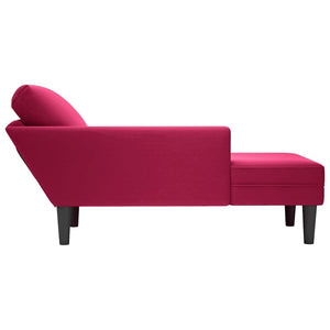 Weinrote Samt Chaiselongue mit Kissen