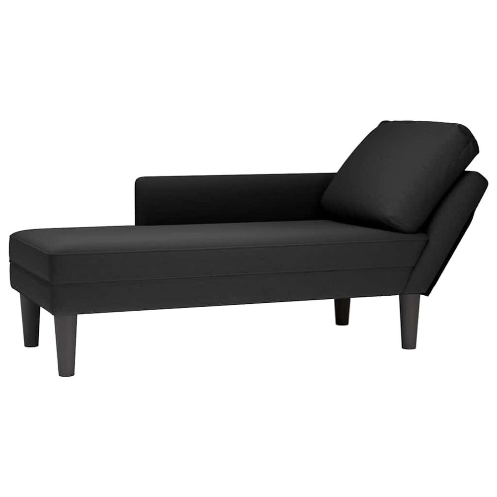 vidaXL Chaise longue avec coussin et accoudoir droit Velours noir