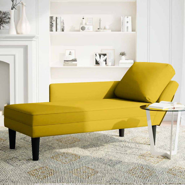 Gelbe Samt Chaiselongue mit Kissen