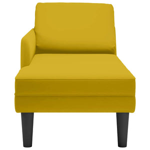 Gelbe Samt Chaiselongue mit Kissen
