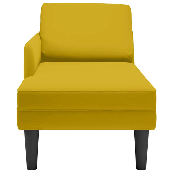 Gelbe Samt Chaiselongue mit Kissen
