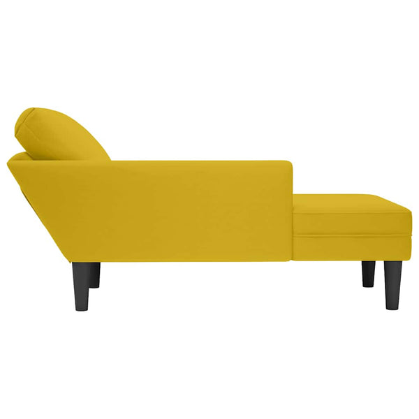 Gelbe Samt Chaiselongue mit Kissen