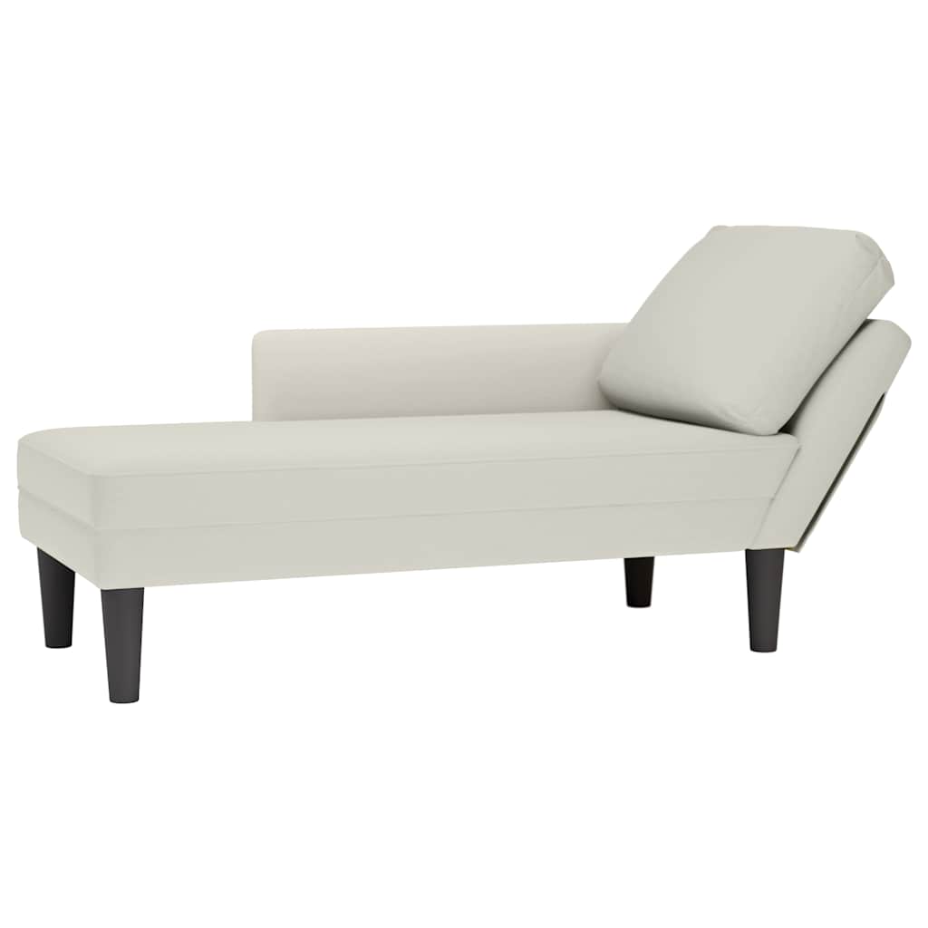 Creme Samt Chaiselongue mit Armlehne Rechts