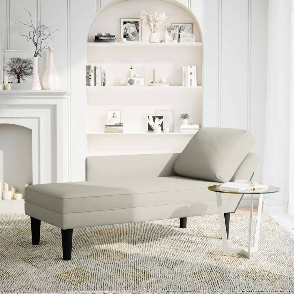 vidaXL Méridienne avec coussin et accoudoir droit crème velours