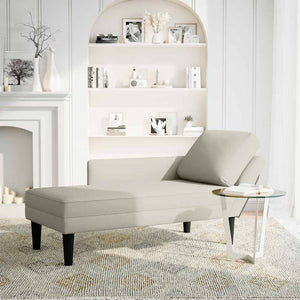 Creme Samt Chaiselongue mit Armlehne Rechts