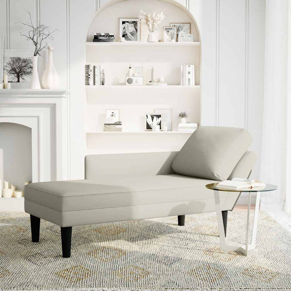 Creme Samt Chaiselongue mit Armlehne Rechts
