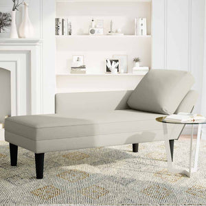 Creme Samt Chaiselongue mit Armlehne Rechts