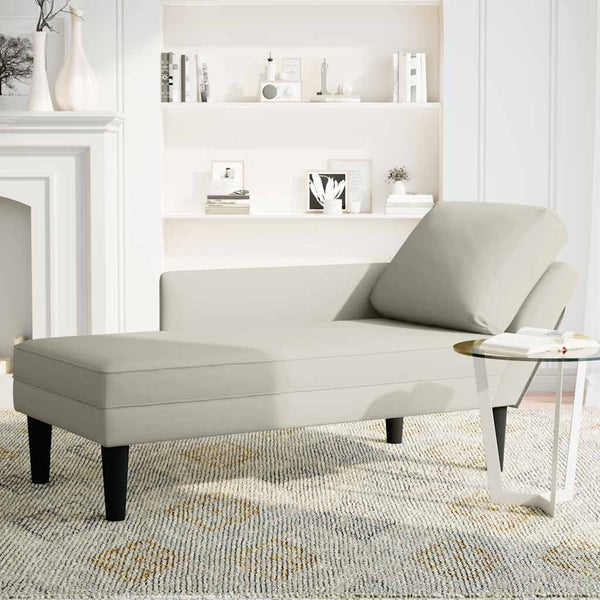 Creme Samt Chaiselongue mit Armlehne Rechts