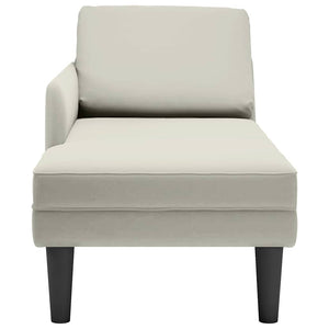 Creme Samt Chaiselongue mit Armlehne Rechts