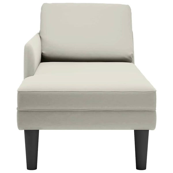 Creme Samt Chaiselongue mit Armlehne Rechts