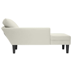 Creme Samt Chaiselongue mit Armlehne Rechts