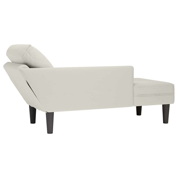 Creme Samt Chaiselongue mit Armlehne Rechts