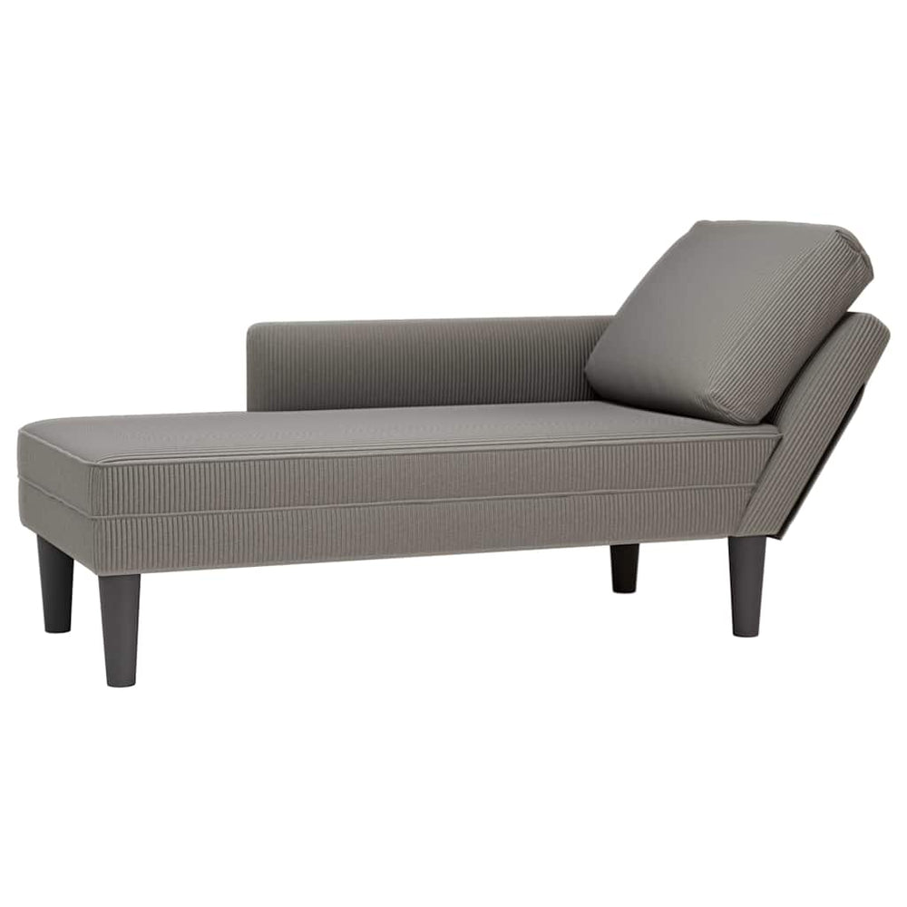 vidaXL Chaiselongue avec coussin, gris clair, tissu en velours côtelé