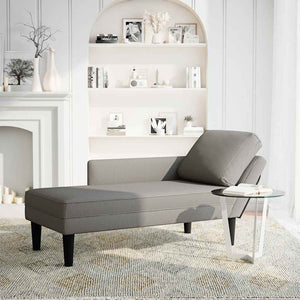 Hellgraue Cord Chaiselongue mit Kissen