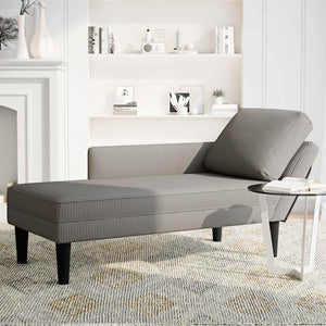 Hellgraue Cord Chaiselongue mit Kissen