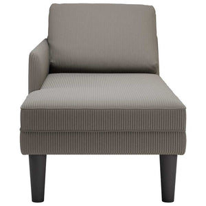 Hellgraue Cord Chaiselongue mit Kissen