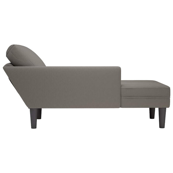 Hellgraue Cord Chaiselongue mit Kissen