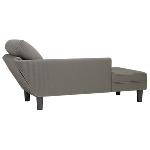Hellgraue Cord Chaiselongue mit Kissen