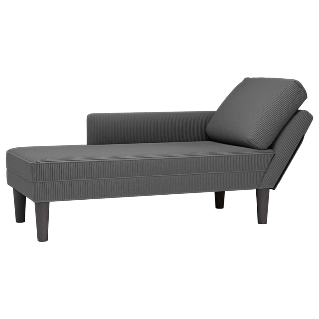 Chaiselongue Dunkelgrau Cordstoff mit Kissen