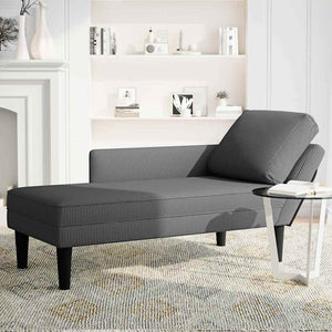 Chaiselongue Dunkelgrau Cordstoff mit Kissen