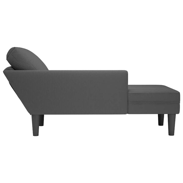 Chaiselongue Dunkelgrau Cordstoff mit Kissen