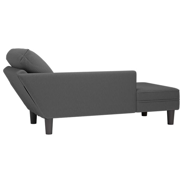 Chaiselongue Dunkelgrau Cordstoff mit Kissen