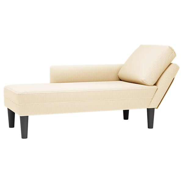 Creme Cord Chaiselongue mit Kissen