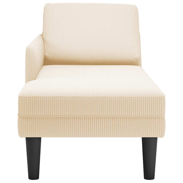 Creme Cord Chaiselongue mit Kissen