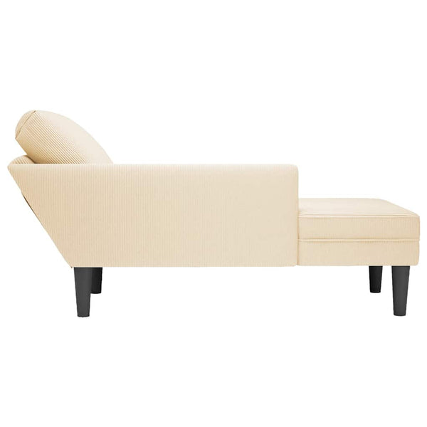 Creme Cord Chaiselongue mit Kissen