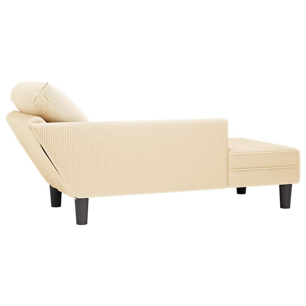 Creme Cord Chaiselongue mit Kissen