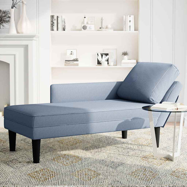 Blaue Cord Chaiselongue mit Kissen
