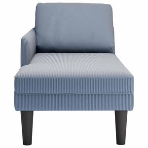 Blaue Cord Chaiselongue mit Kissen