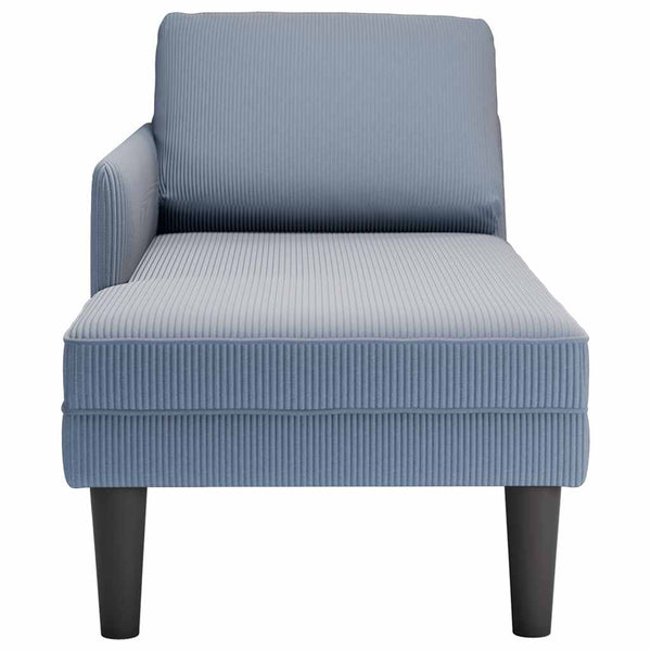 Blaue Cord Chaiselongue mit Kissen