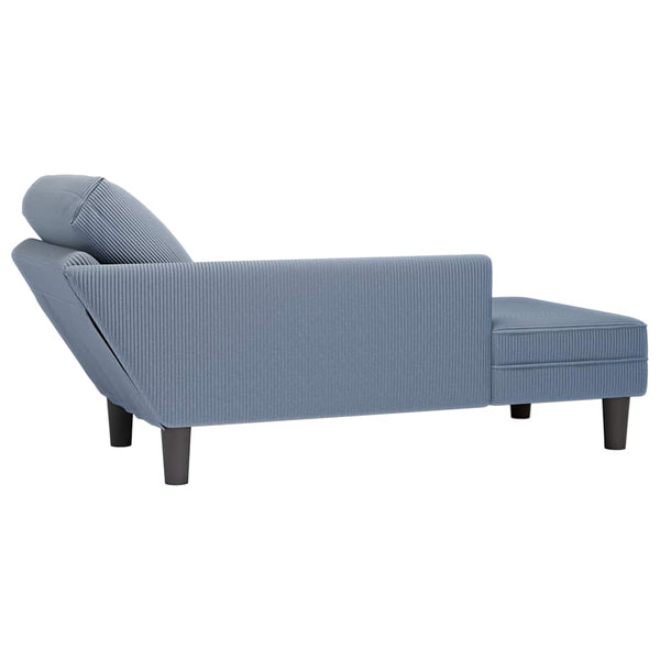 Blaue Cord Chaiselongue mit Kissen