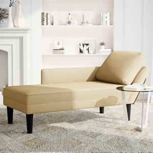 Graugrüne Cord Chaiselongue mit Kissen
