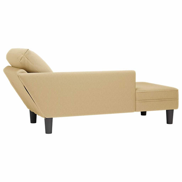Graugrüne Cord Chaiselongue mit Kissen