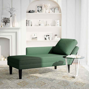 Chaiselongue Dunkelgrün Cordstoff mit Kissen