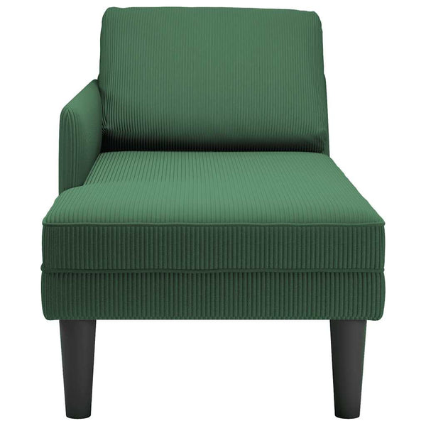 Chaiselongue Dunkelgrün Cordstoff mit Kissen