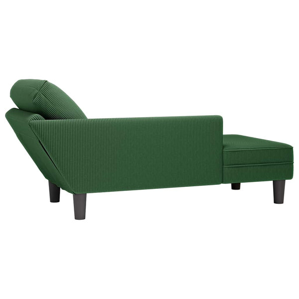 Chaiselongue Dunkelgrün Cordstoff mit Kissen